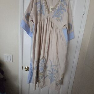 Bkue Velvet Embroidered Boho Midi Dress Gorgeous Size L New With Tags